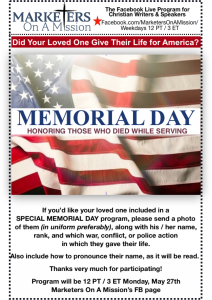 Honor a family member or friend on Memorial Day 2019